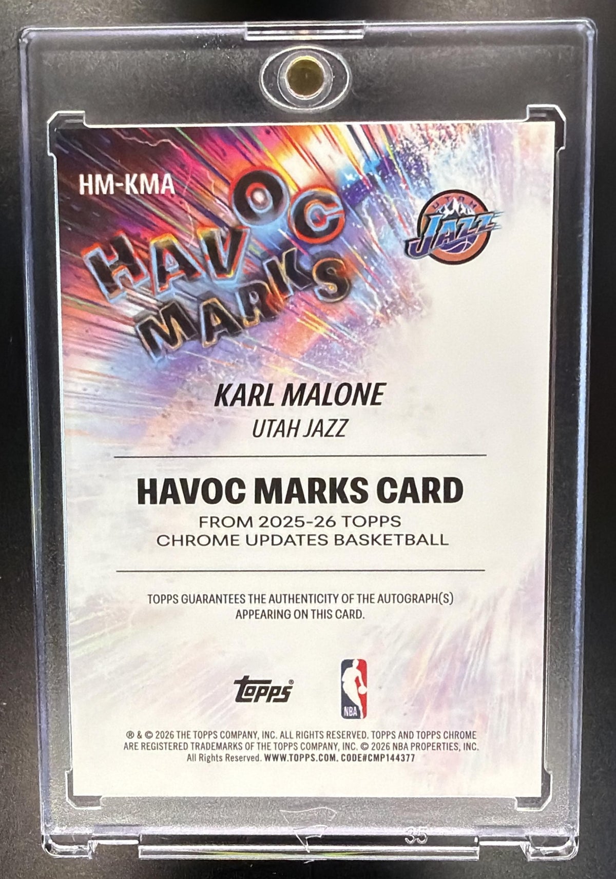 2025-26 Topps Chrome Update Karl Malone #HM-KMA Havoc Marks Auto Red /5