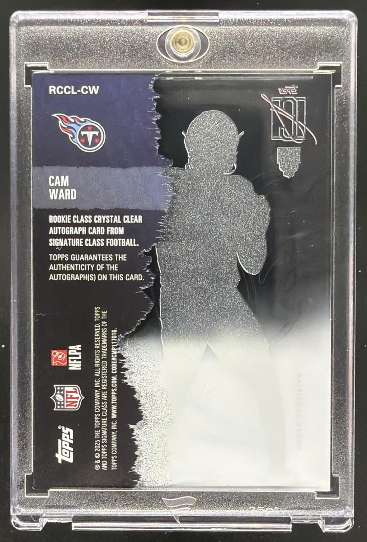2025 Topps Signature Class Cam Ward #RCCL-CW Rookie Crystal Clear Auto RC