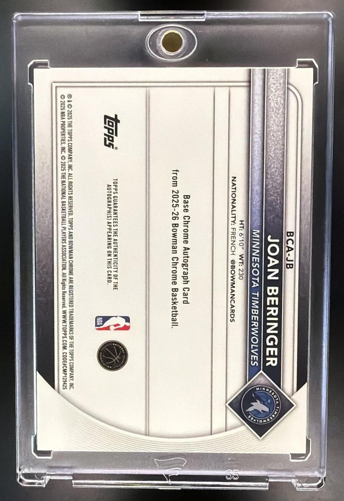 2025 Bowman Joan Beringer #BCA-JB Chrome Auto Gold Geometric Refractor /50 RC