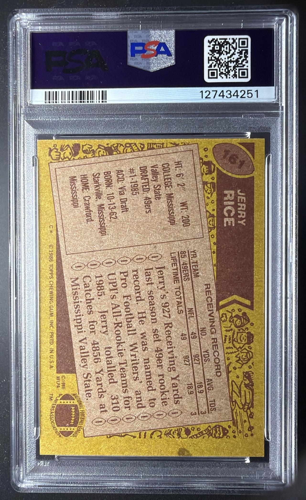 1986 Topps Jerry Rice #161 Rookie RC PSA 5