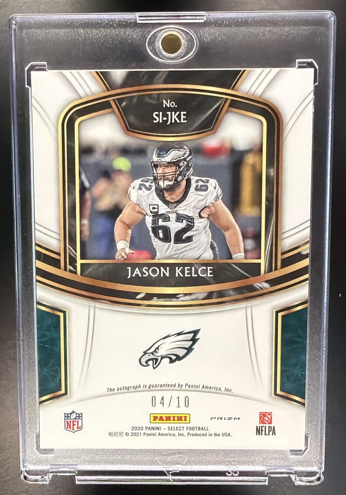2020 Panini Select Jason Kelce #SI-JKE Signatures Gold Prizm 4/10 Auto