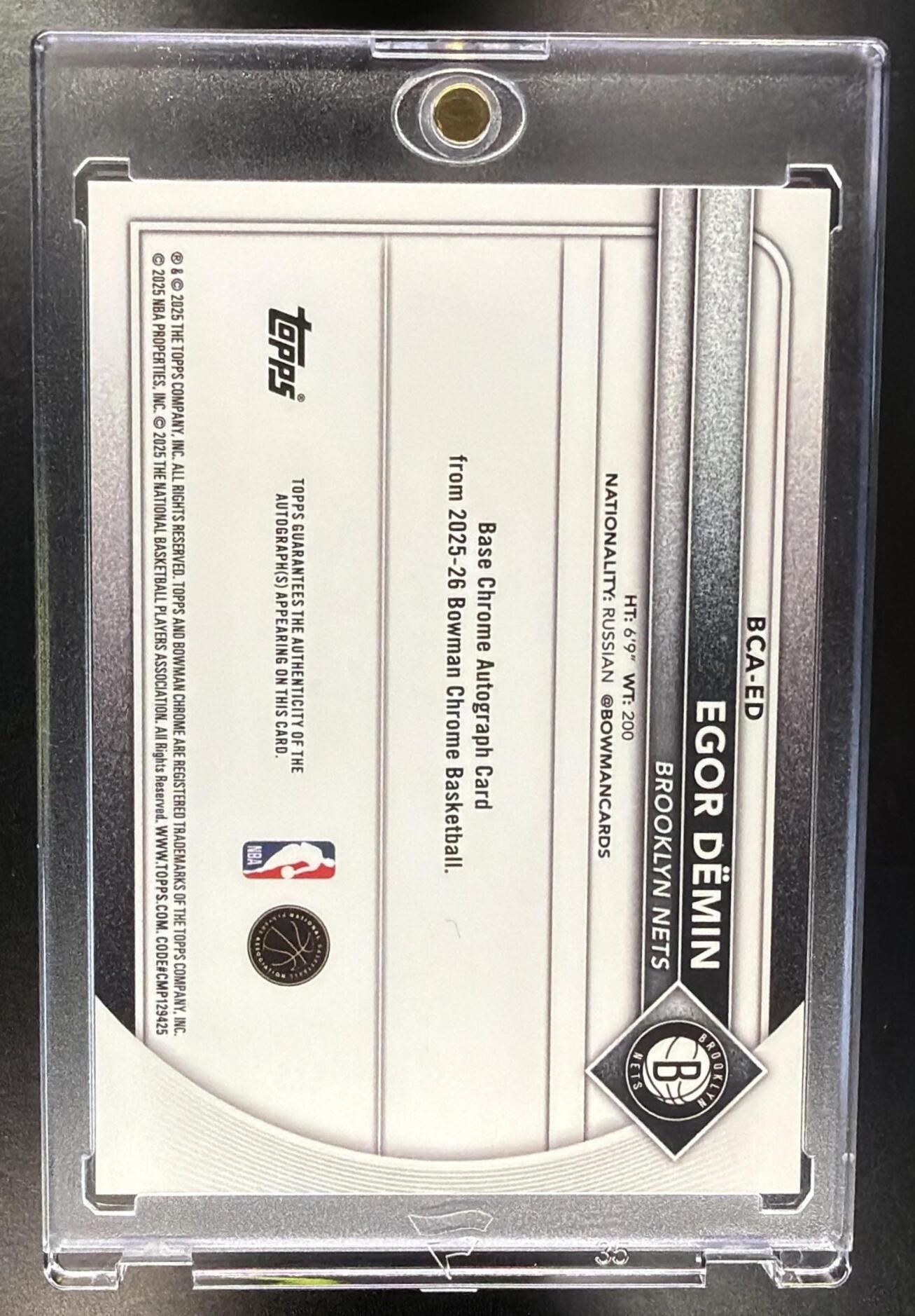 2025-26 Bowman Egor Demin #BCA-ED Chrome Auto Blue Geometric Refractor /150 RC