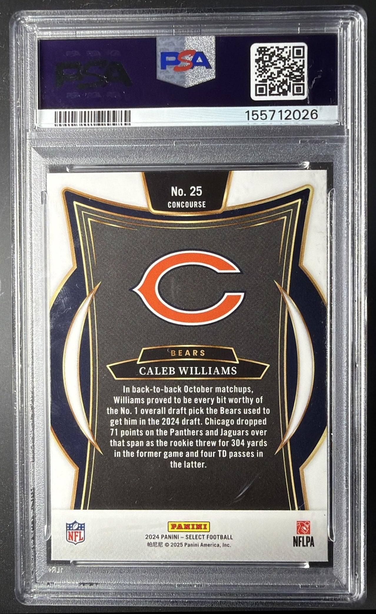2024 Panini Select Caleb Williams #25 Concourse RC PSA 10