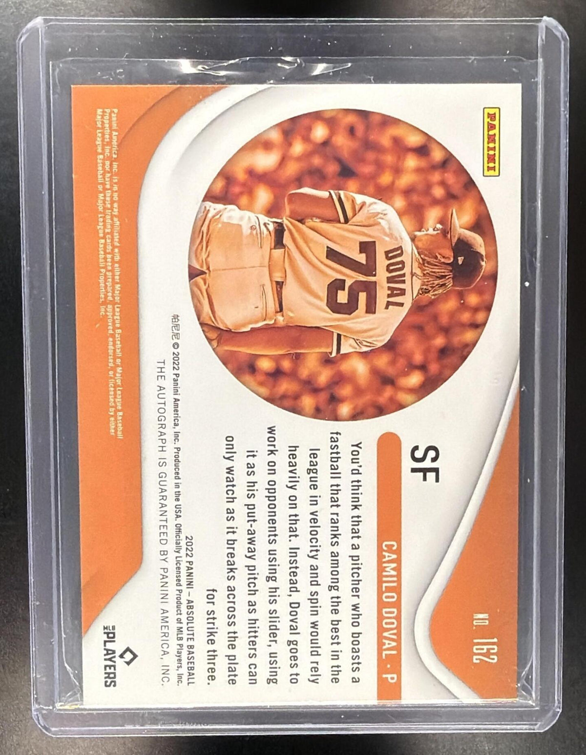 2022 Panini Absolute Baseball Camilo Doval #162 Rookie Signatures 07/10