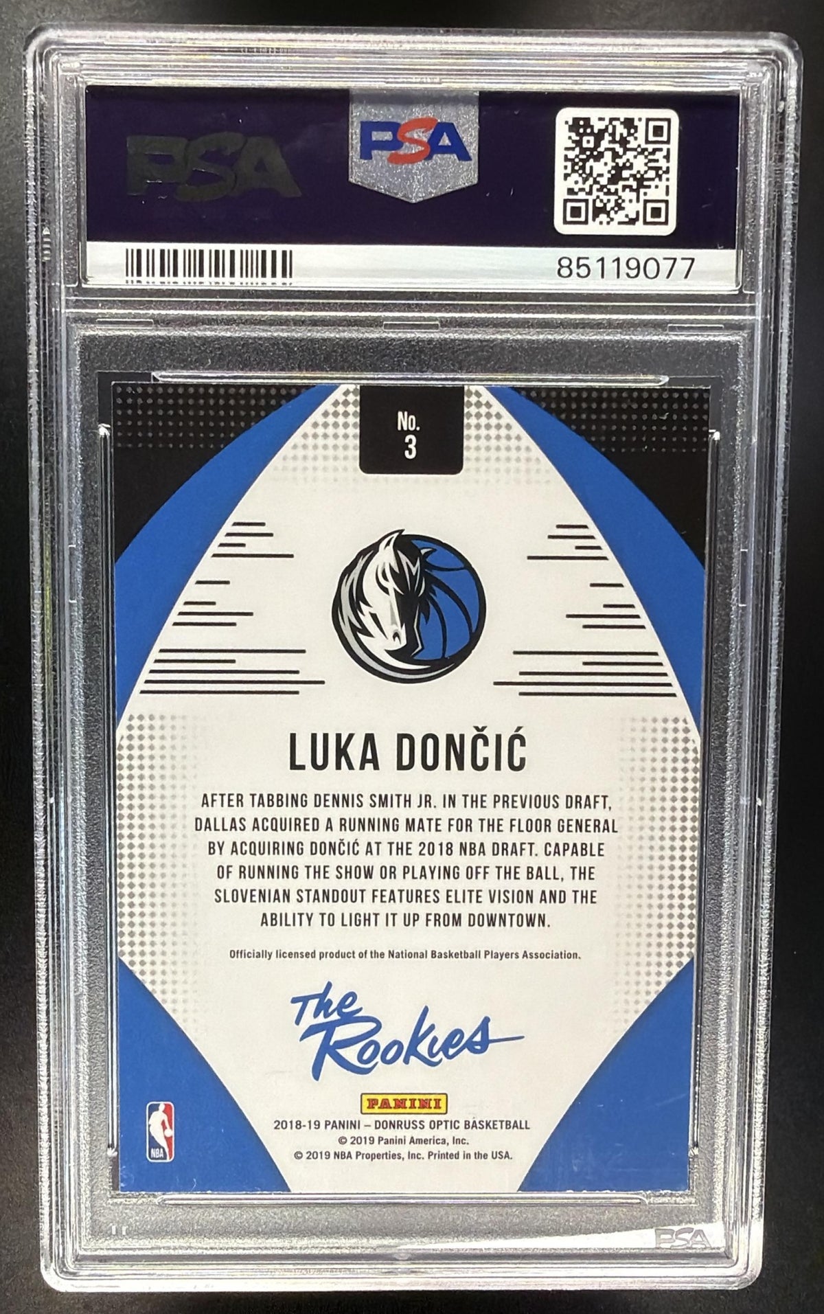 2018-19 Panini Donruss Optic Luka Doncic #3 The Rookies RC PSA 10