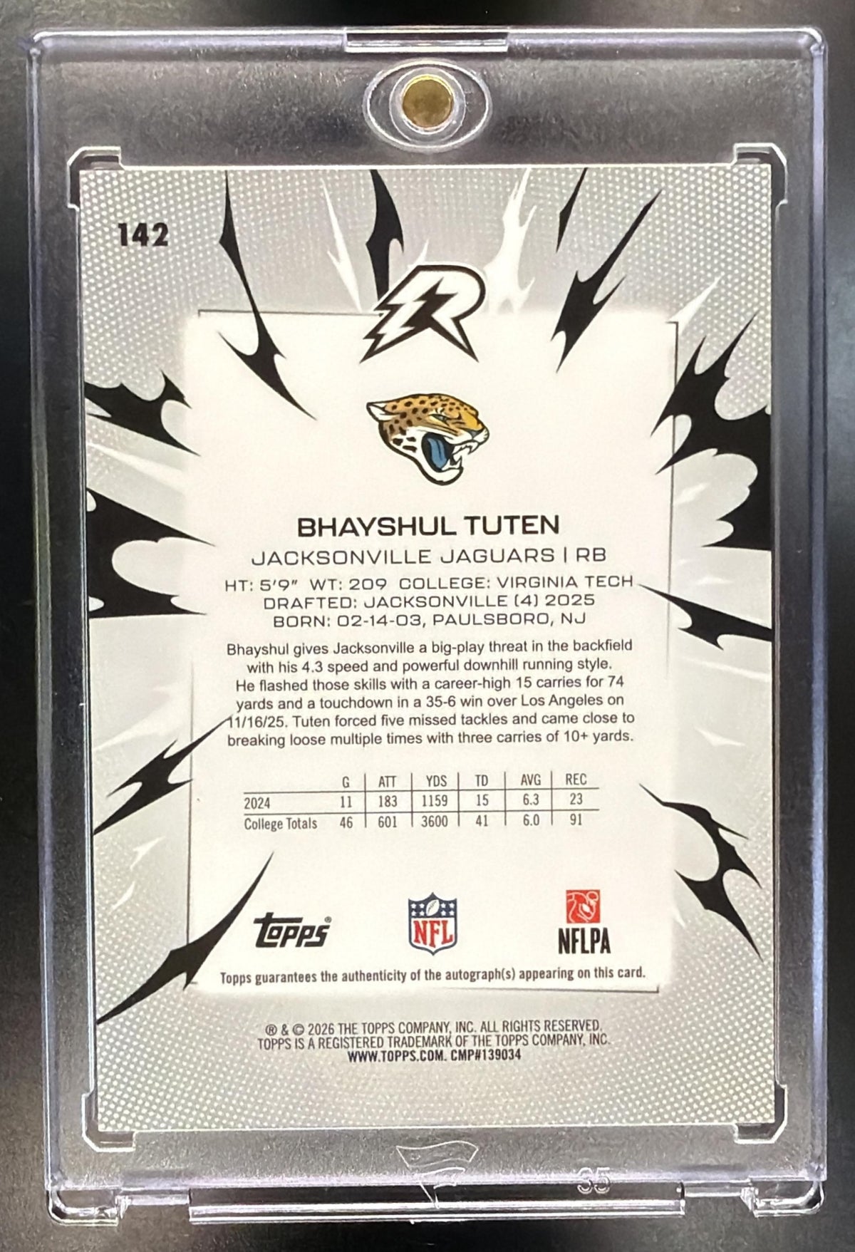 2025 Topps Resurgence Bhayshul Tuten #142 Rookie Signatures Lime Green Static Refractor /15 RC Auto