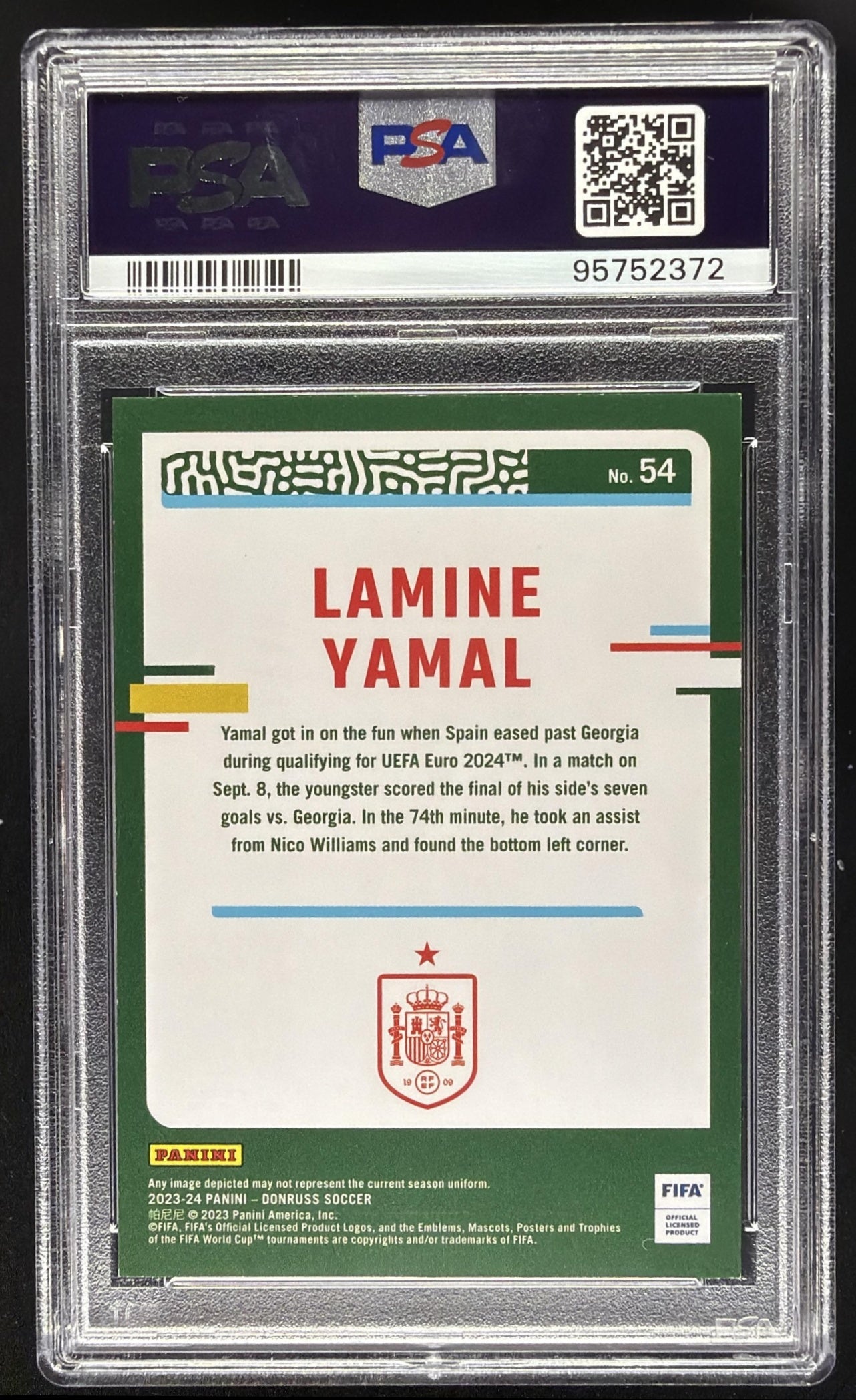 2023-24 Panini Donruss Lamine Yamal #54 Pink Diamond 13/25 RC PSA 9