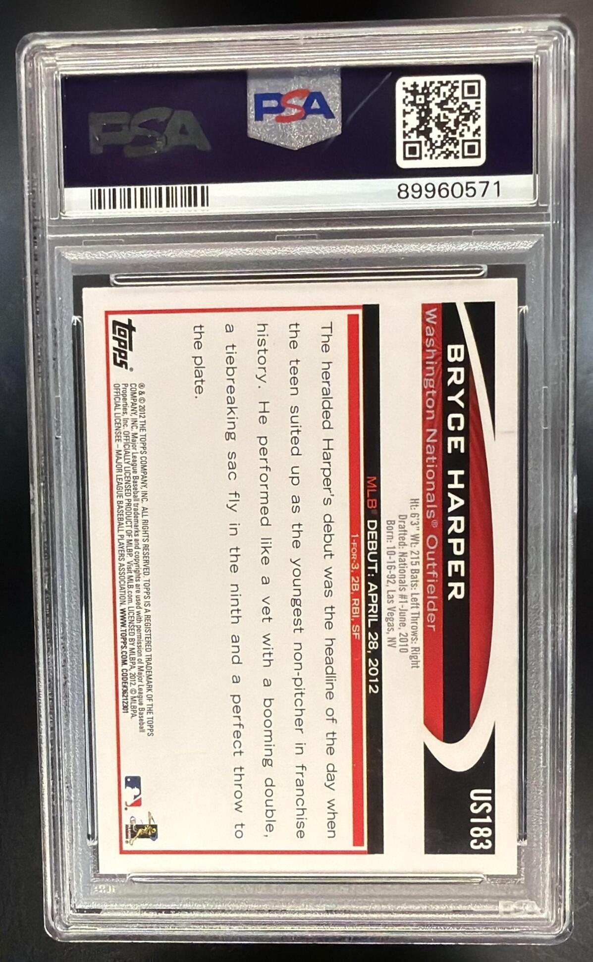 2012 Topps Update Bryce Harper #US183 RC PSA 10