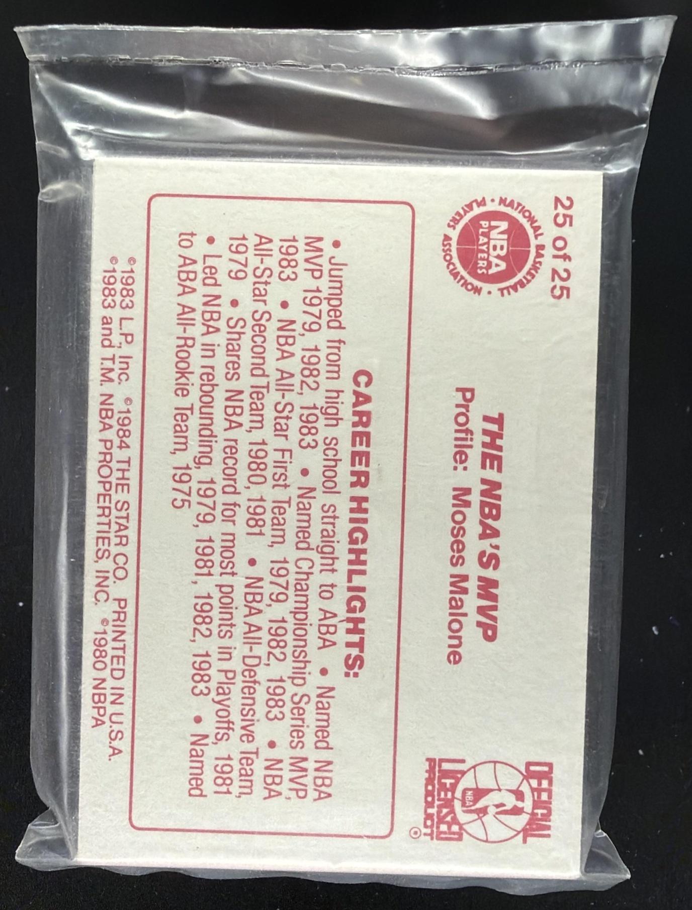 1983-84 Star Sixers Champs Moses Malone #1 Sixers Sealed