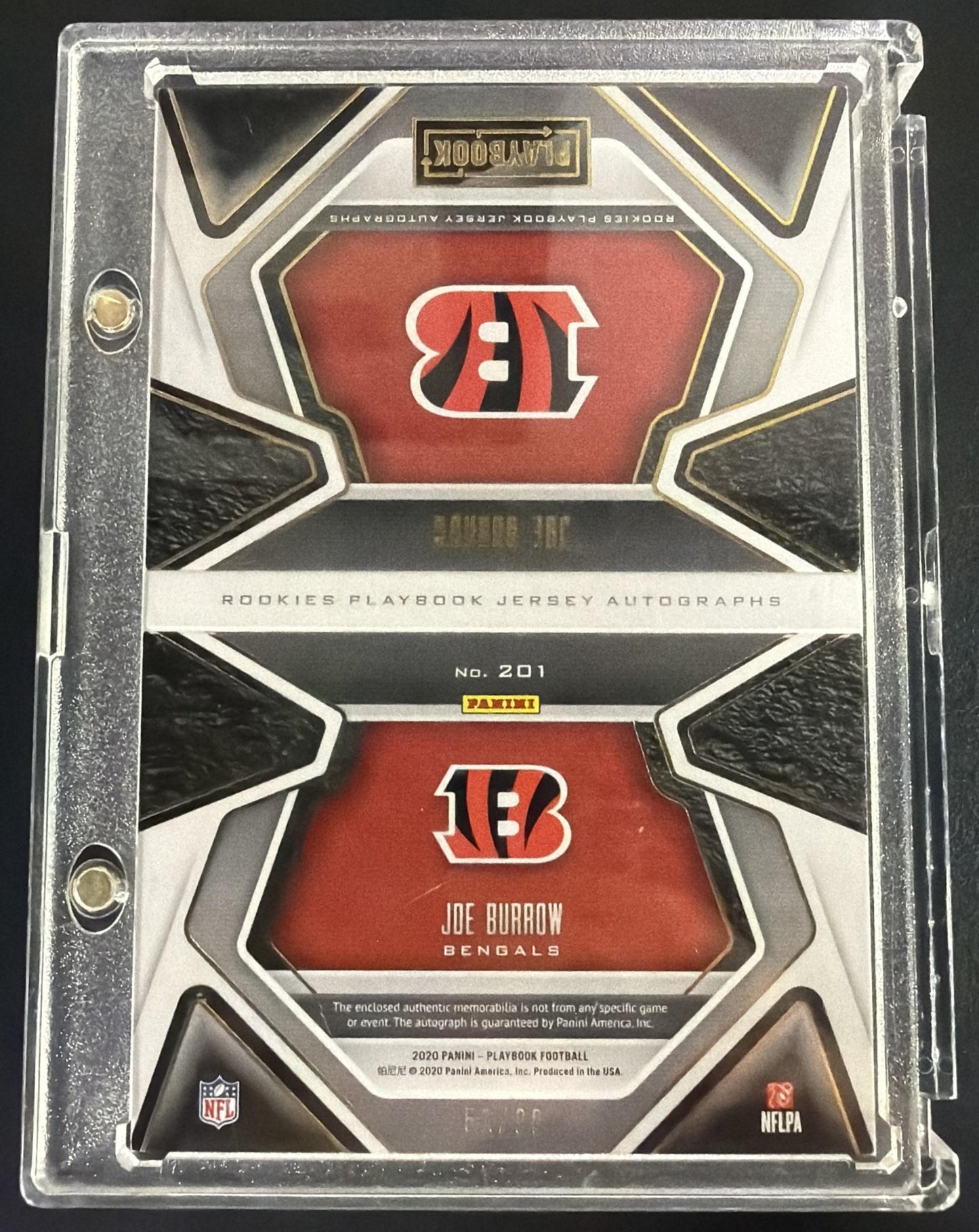 2020 Panini Playbook Joe Burrow #201 Rookie Patch Auto /99