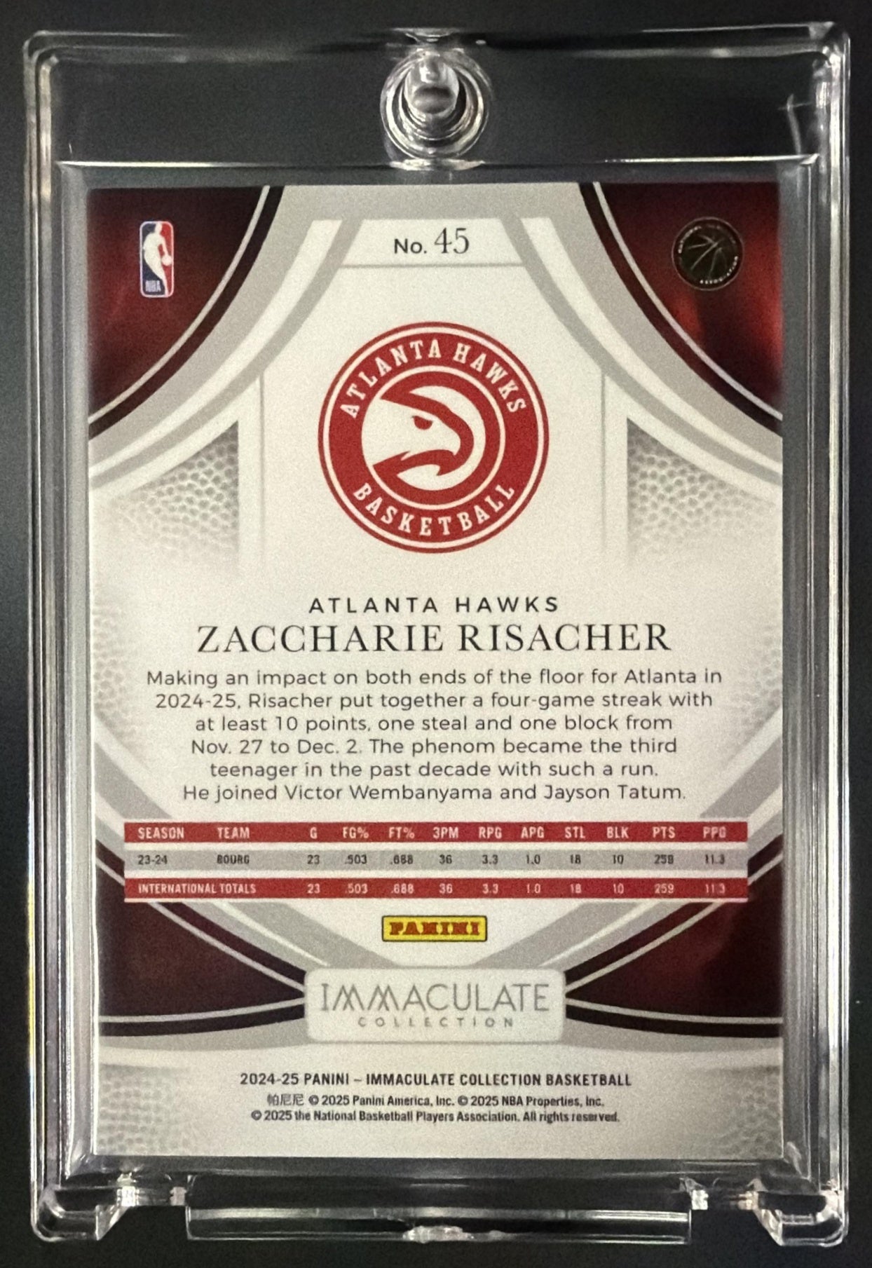 2024-25 Immaculate Zaccharie Risacher Rookie Green /5