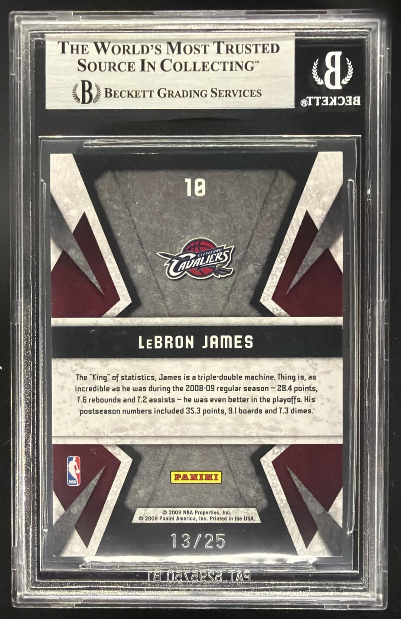 2009-10 Panini Limited LeBron James #10 Banner Season Silver Spotlight /25 BGS 9