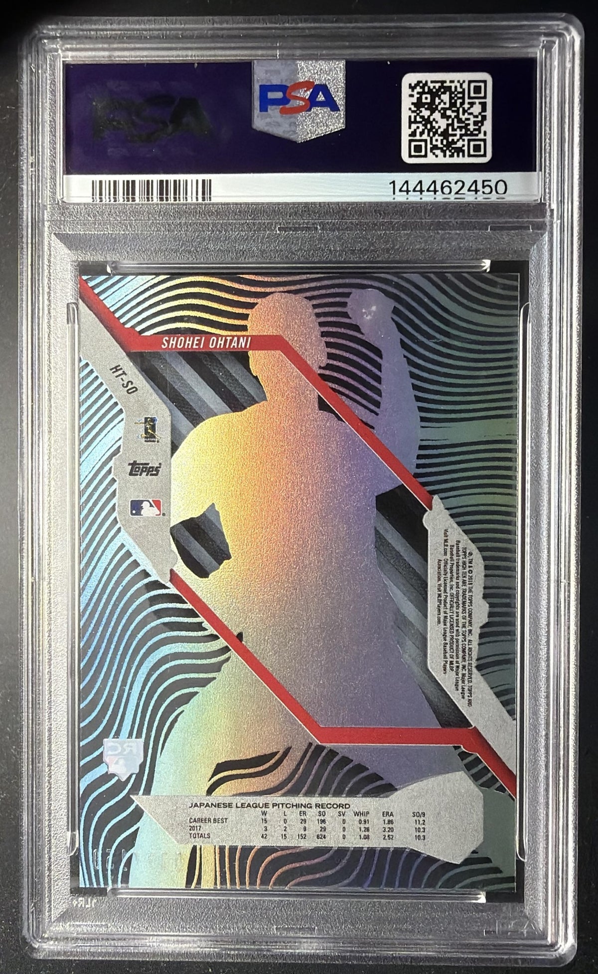 2018 Topps High Tek Shohei Ohtani #HT-SO Blue Rainbow Foil /150 RC PSA 8