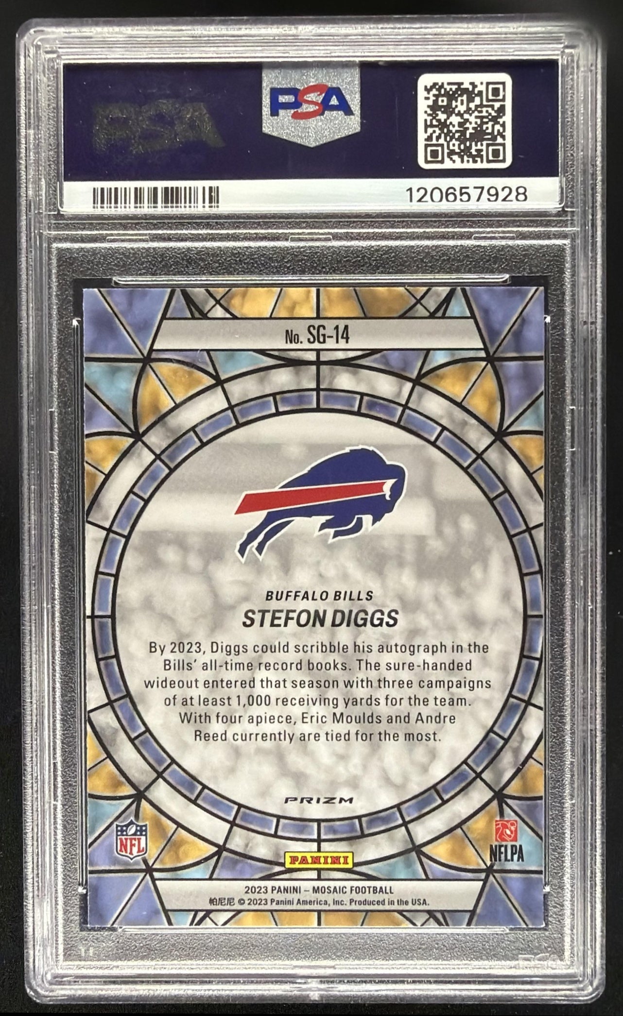 2023 Panini Mosaic Stefon Diggs #SG-14 Stained Glass PSA 9