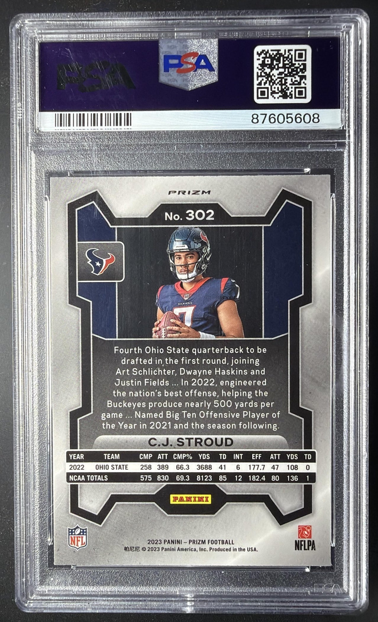2022 Panini Prizm CJ Stroud Silver Rookie Variation PSA 10