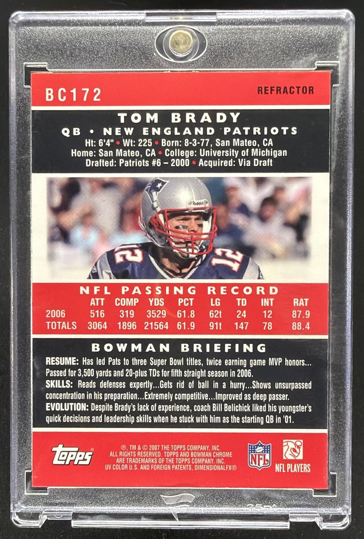 2007 Bowman Chrome Tom Brady #BC172