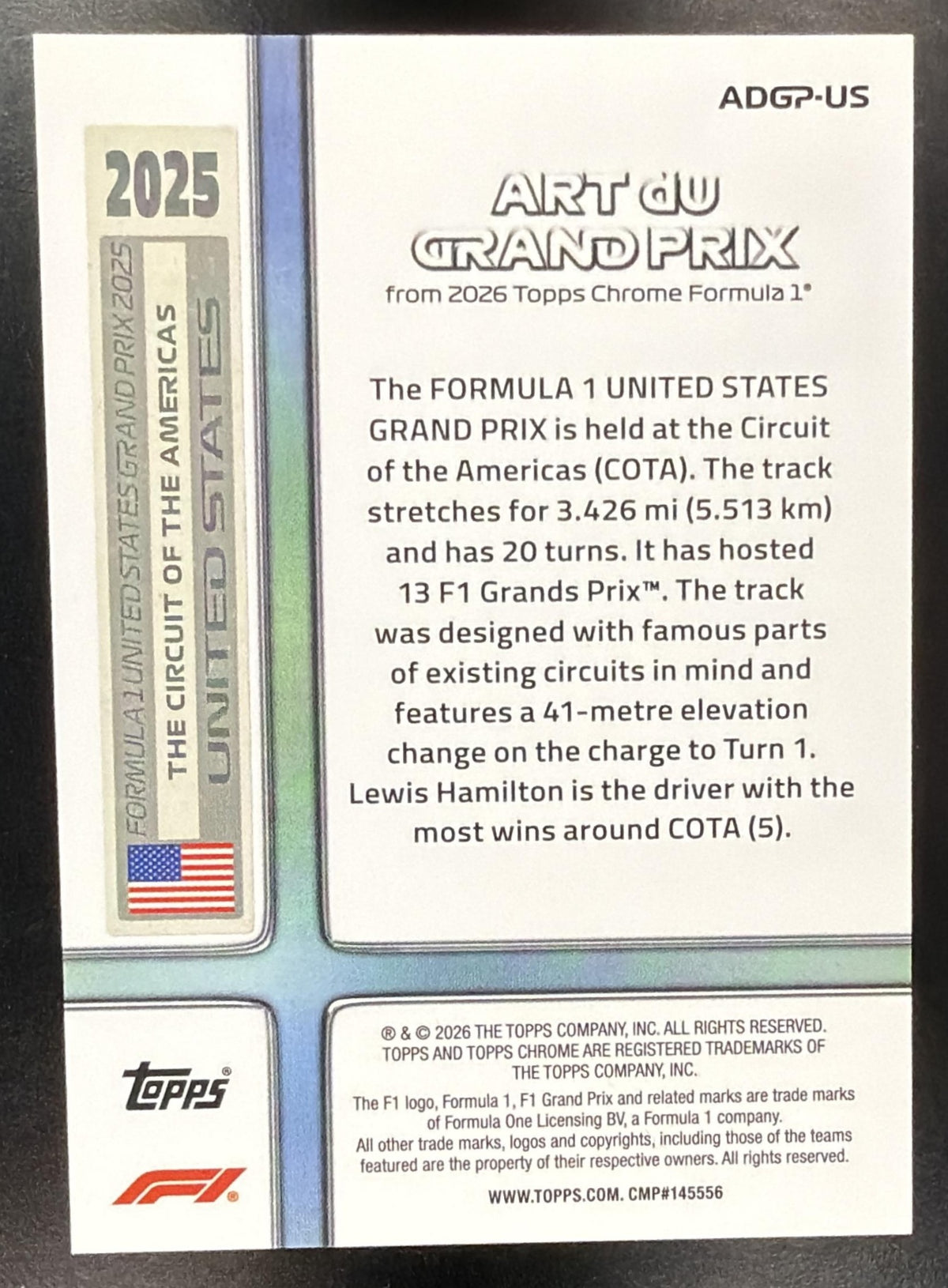 2026 Topps Chrome Formula 1 F1 Art Du Grand Prix #ADGP-US Case Hit