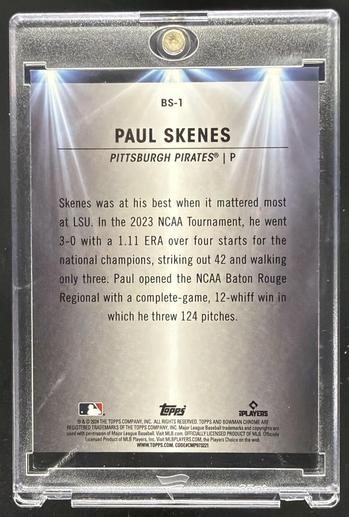 2024 Bowman Paul Skenes #BS-1 Spotlights Chrome Green Refractor 38/99 RC