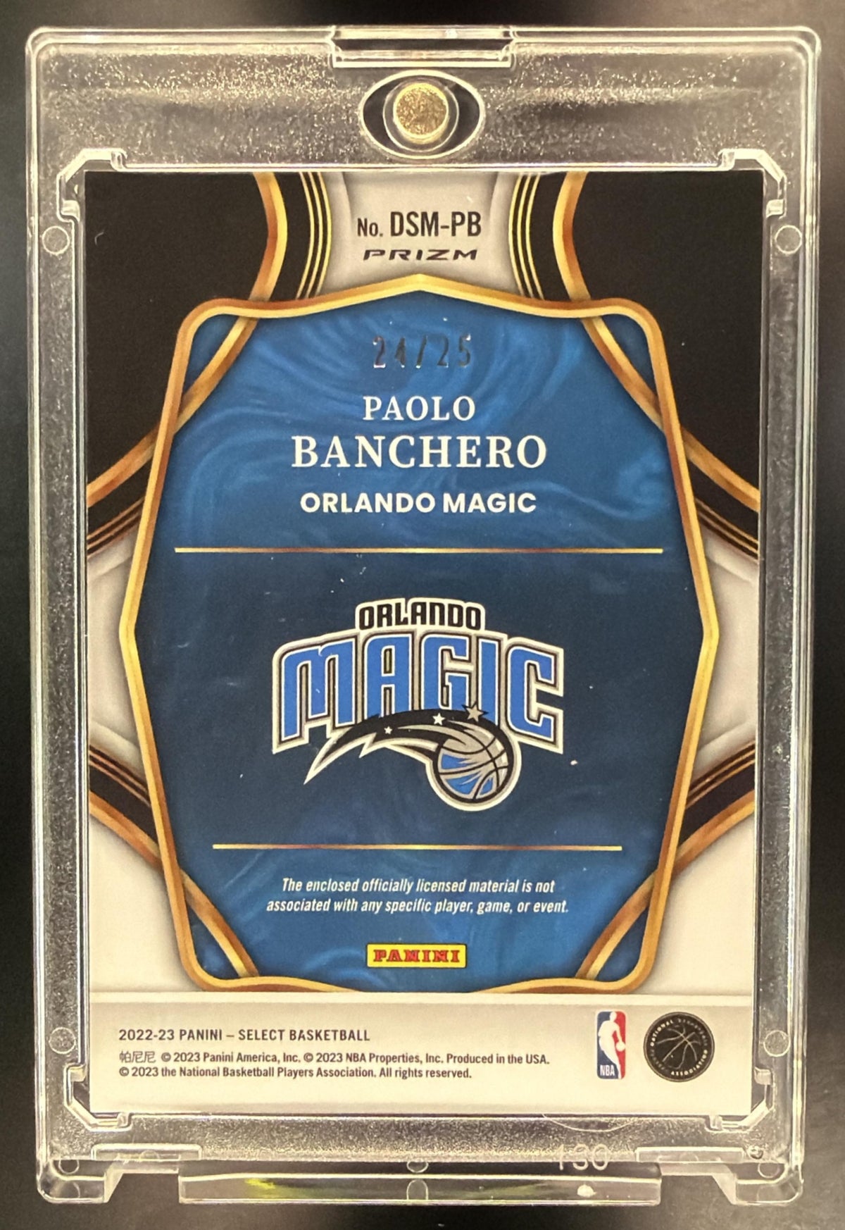 2022 Panini Select Paolo Banchero #DSM-PB Draft Selections Memorabilia Tie Dye Patch /25