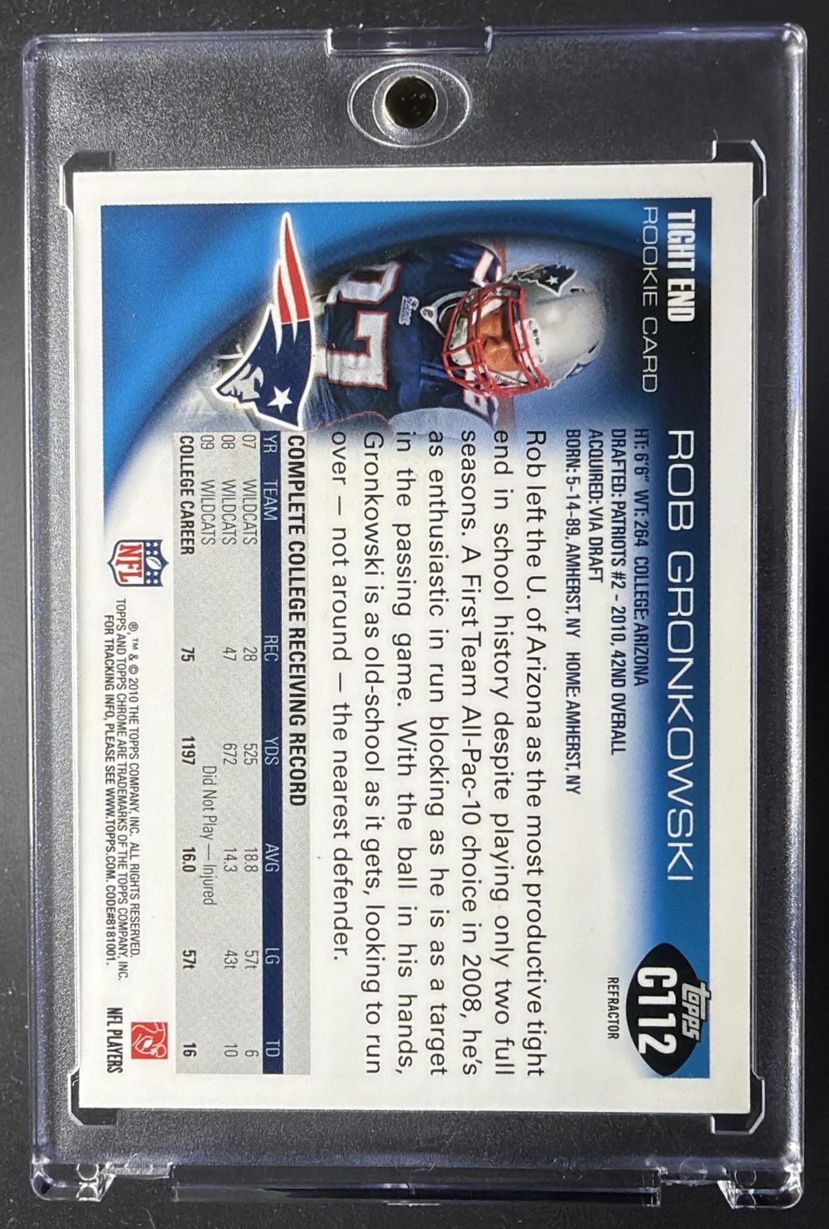2010 Topps Chrome Rob Gronkowski #C112 Refractor RC