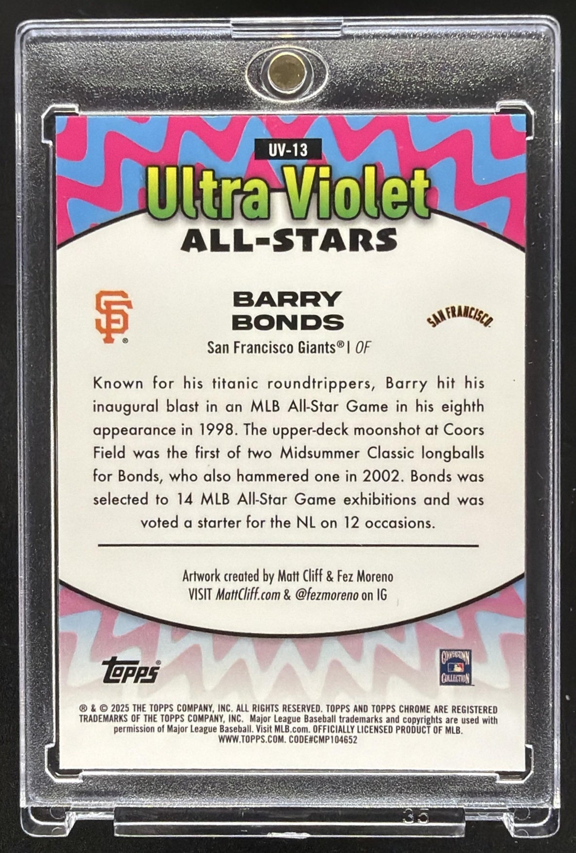 2025 Topps Chrome Barry Bonds #UV-13 Ultraviolet All-Stars