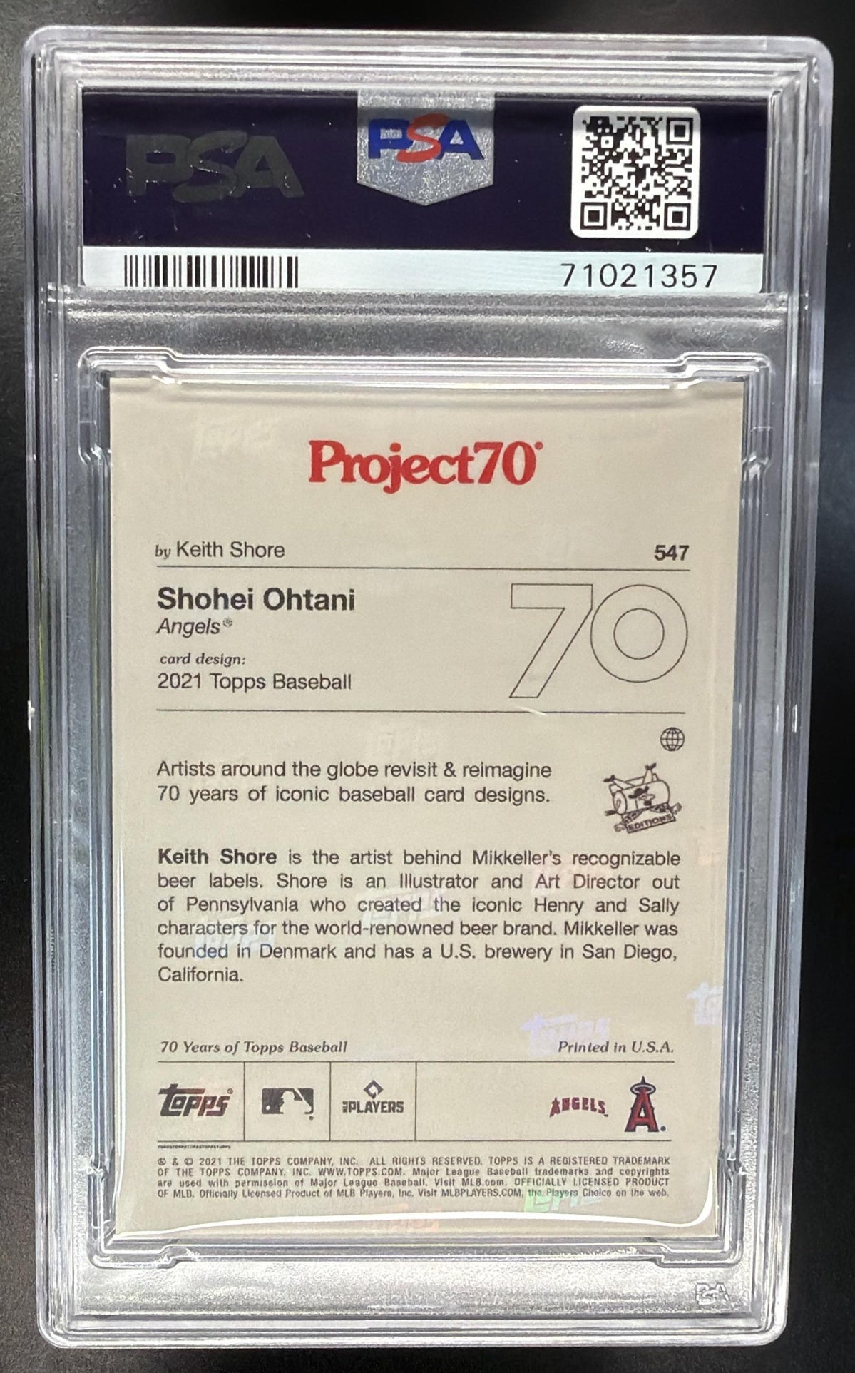 2021 Topps Project70 Shohei Ohtani #547 PSA 9