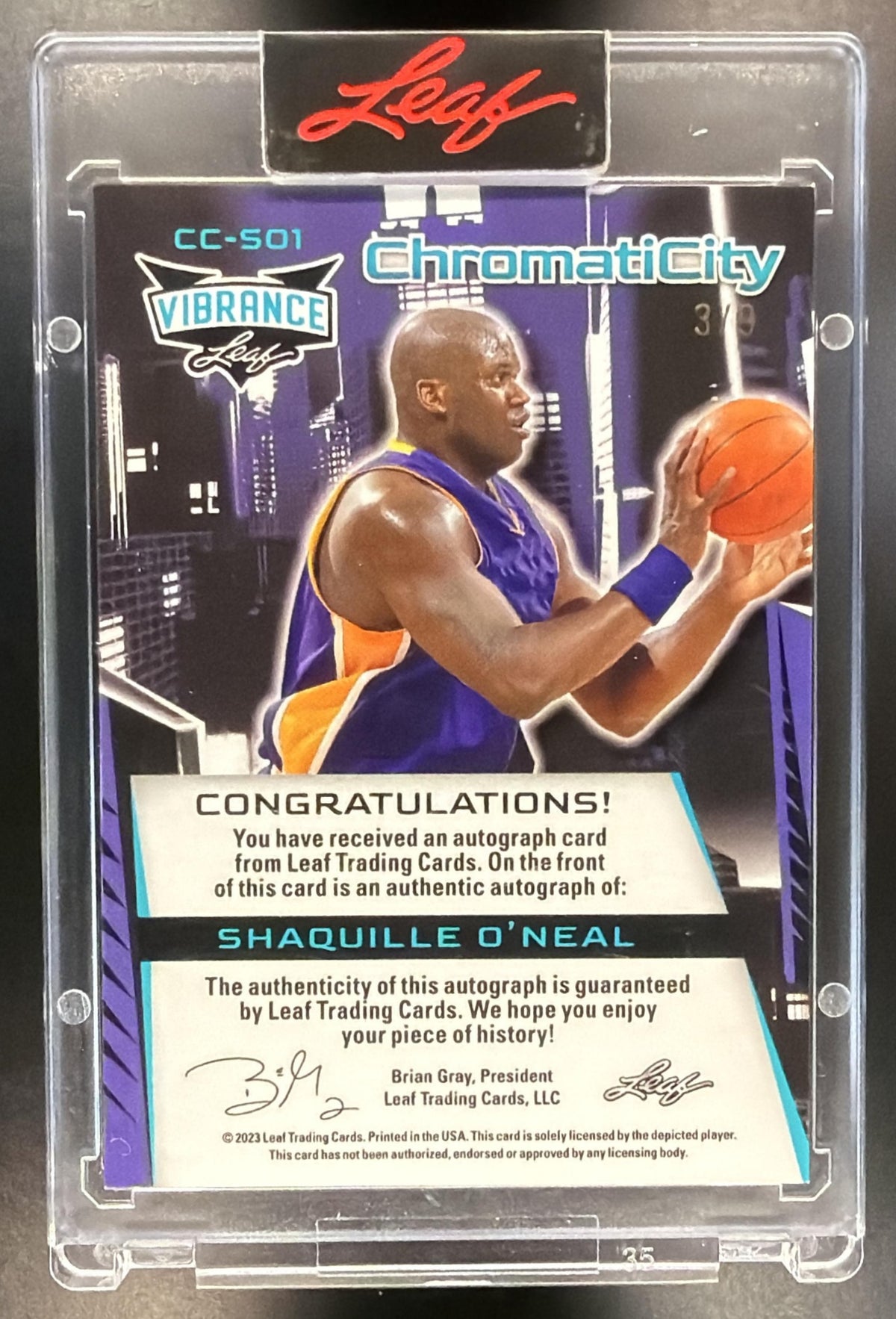 2023 Leaf Vibrance Shaquille O'Neal #CC-SO1 ChromatiCITY Auto Prismatic Orange /9