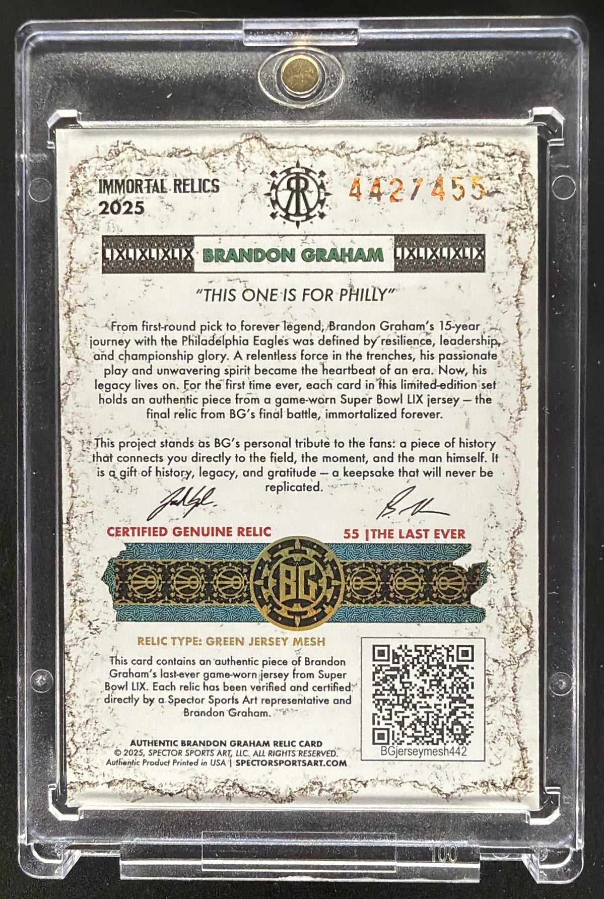 2025 Immortals Brandon Graham Super Bowl Relic Patch /455