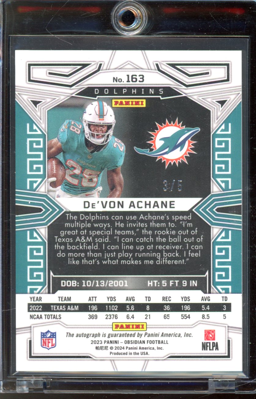 2023 Obsidian De'von Achane Deep Sea Mojo Rookie Auto /5