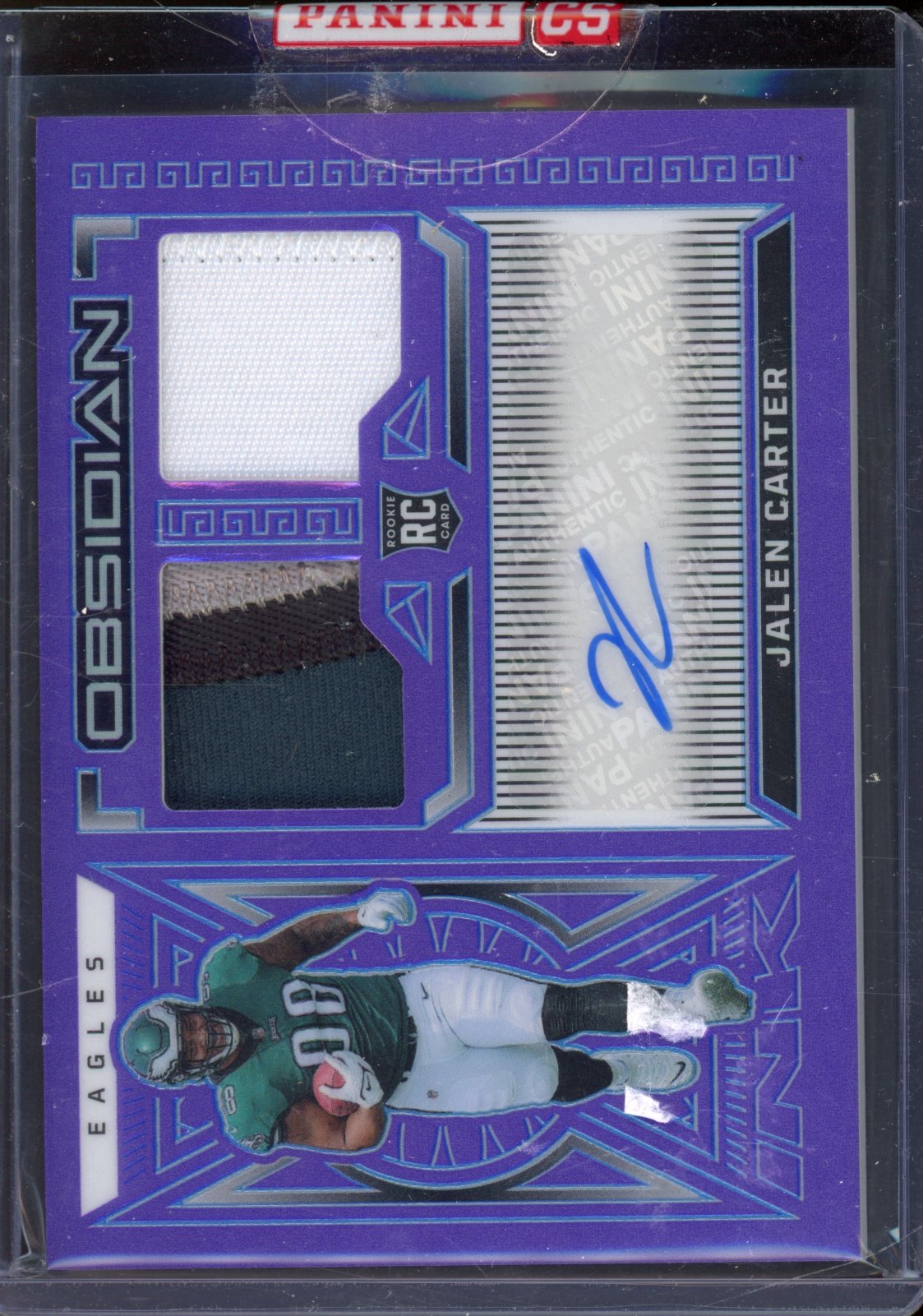 2023 Obsidian Jalen Carter Rookie Patch Auto Purple Flood 21/30 RC