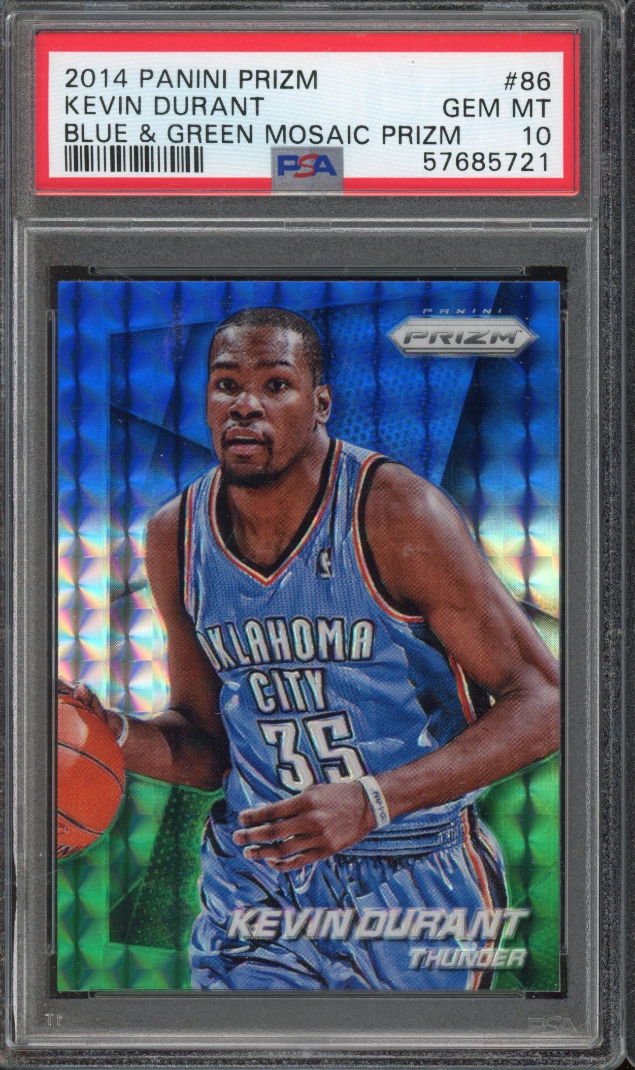 2014 Prizm Kevin Durant Blue & Green Mosaic PSA 10