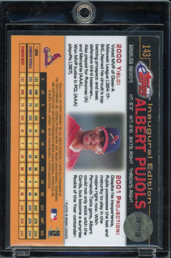 2001 ETopps Albert Pujols Rookie