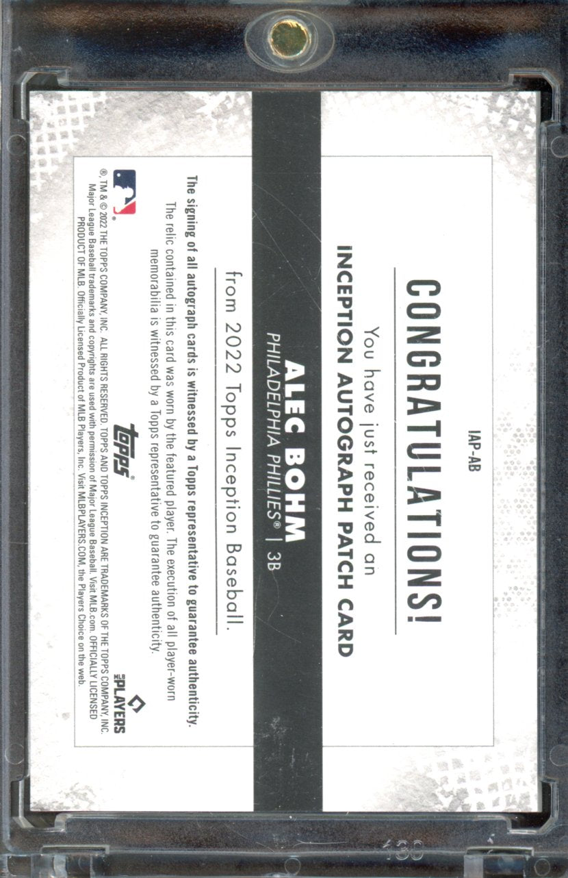 2022 Inception Alec Bohm Patch Auto /249