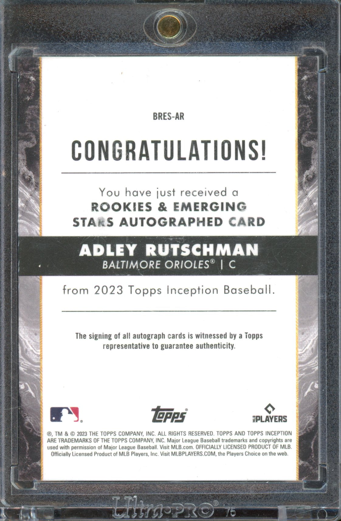 2023 Topps Inception Adley Rutschman Auto 163/199 RC