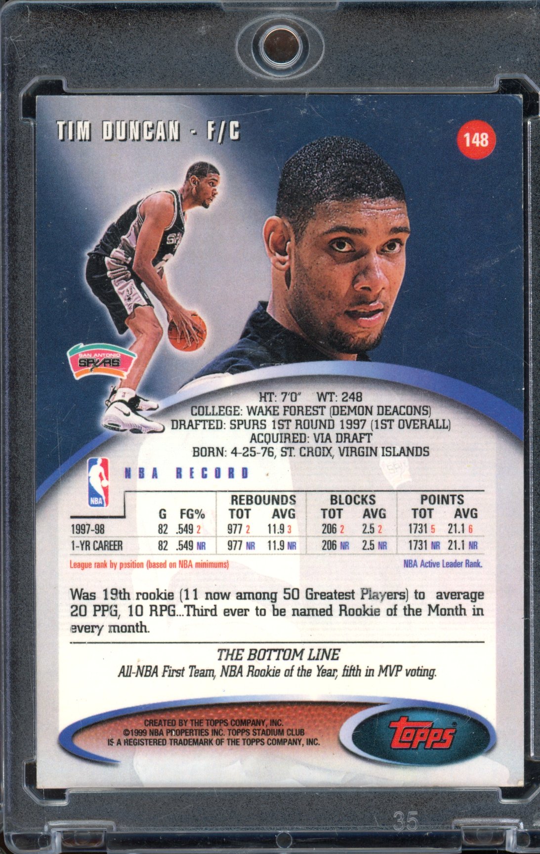 1998 Stadium Club Tim Duncan First Day Issue 014/200