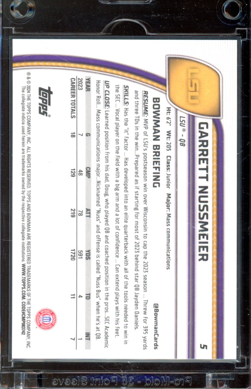 2024 Bowman U Chrome Garrett Nussmeier Stealth /48