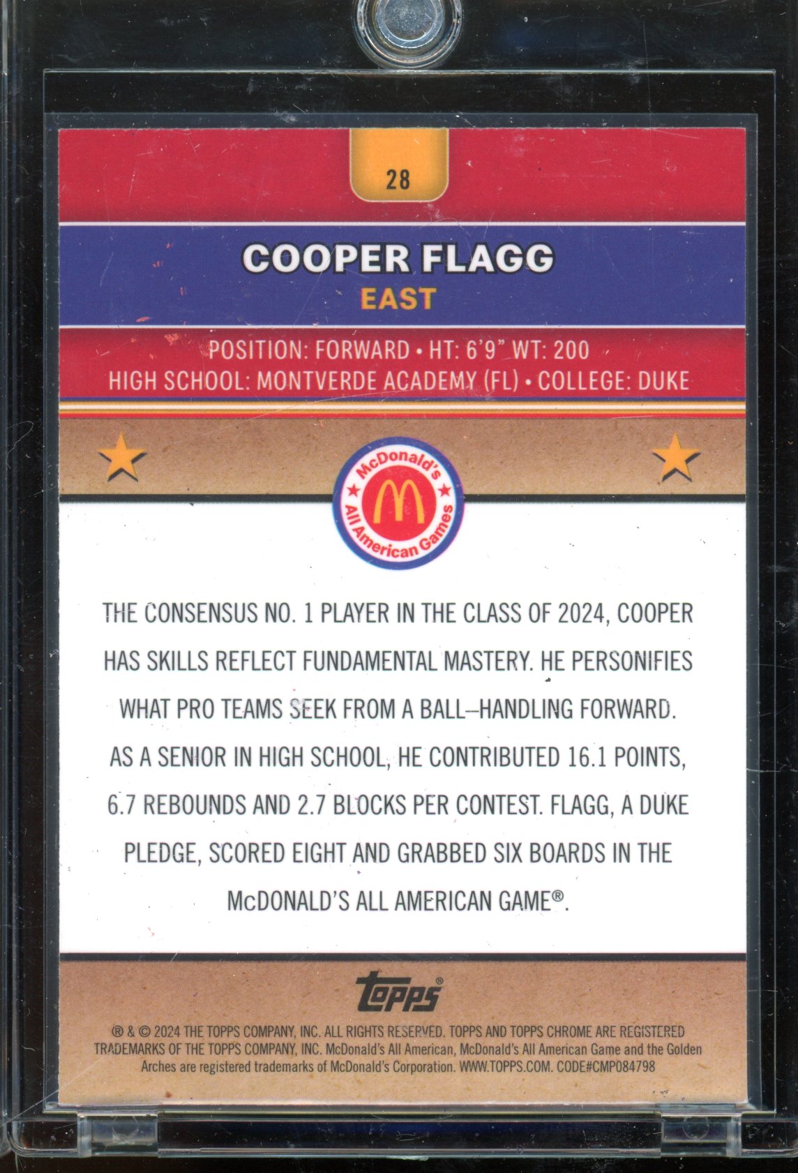 2024 Chrome McDonald's Cooper Flagg McFlurry Variation