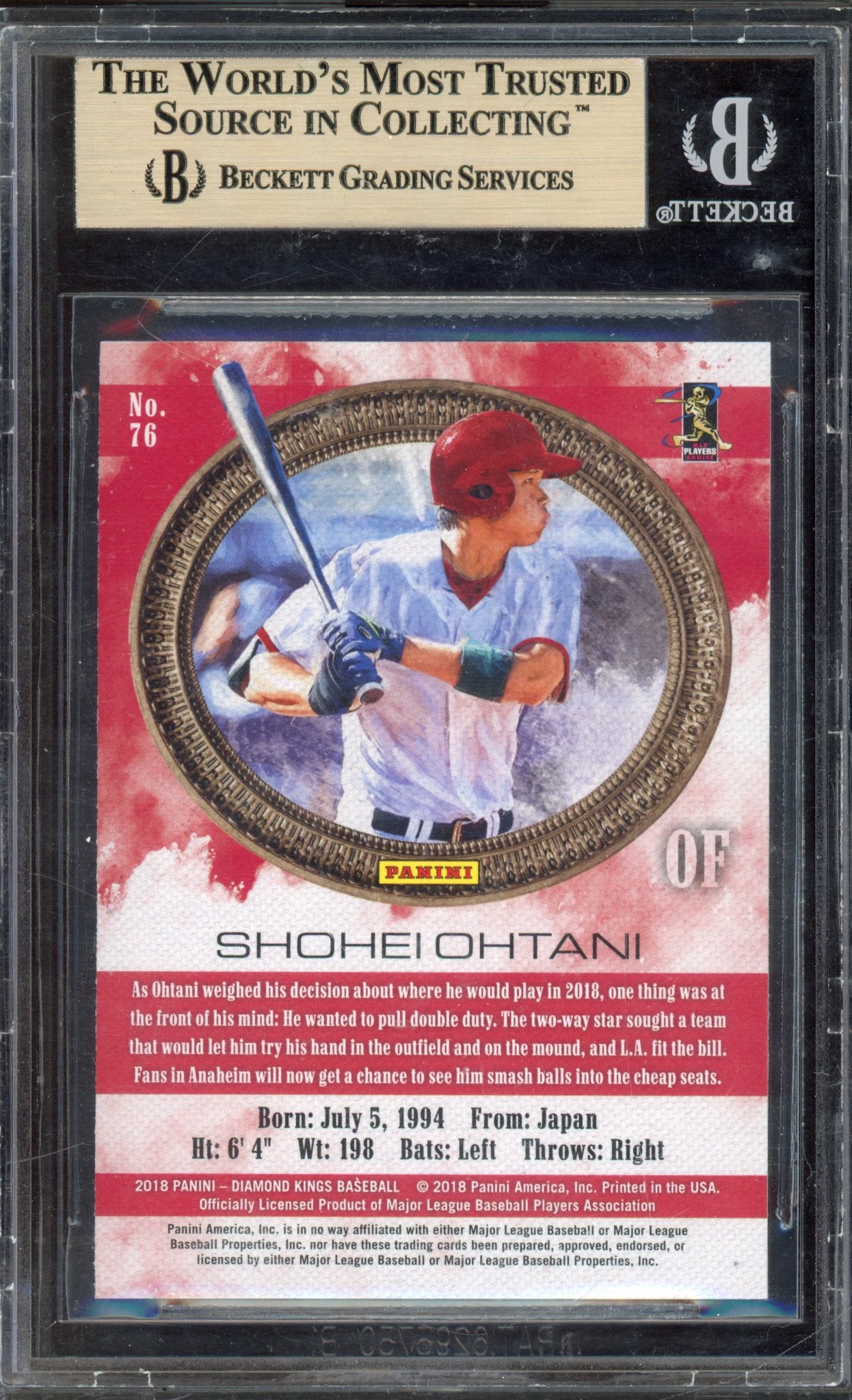 2018 Diamond Kings Shohei Ohrtani Rookie BGS 9.5