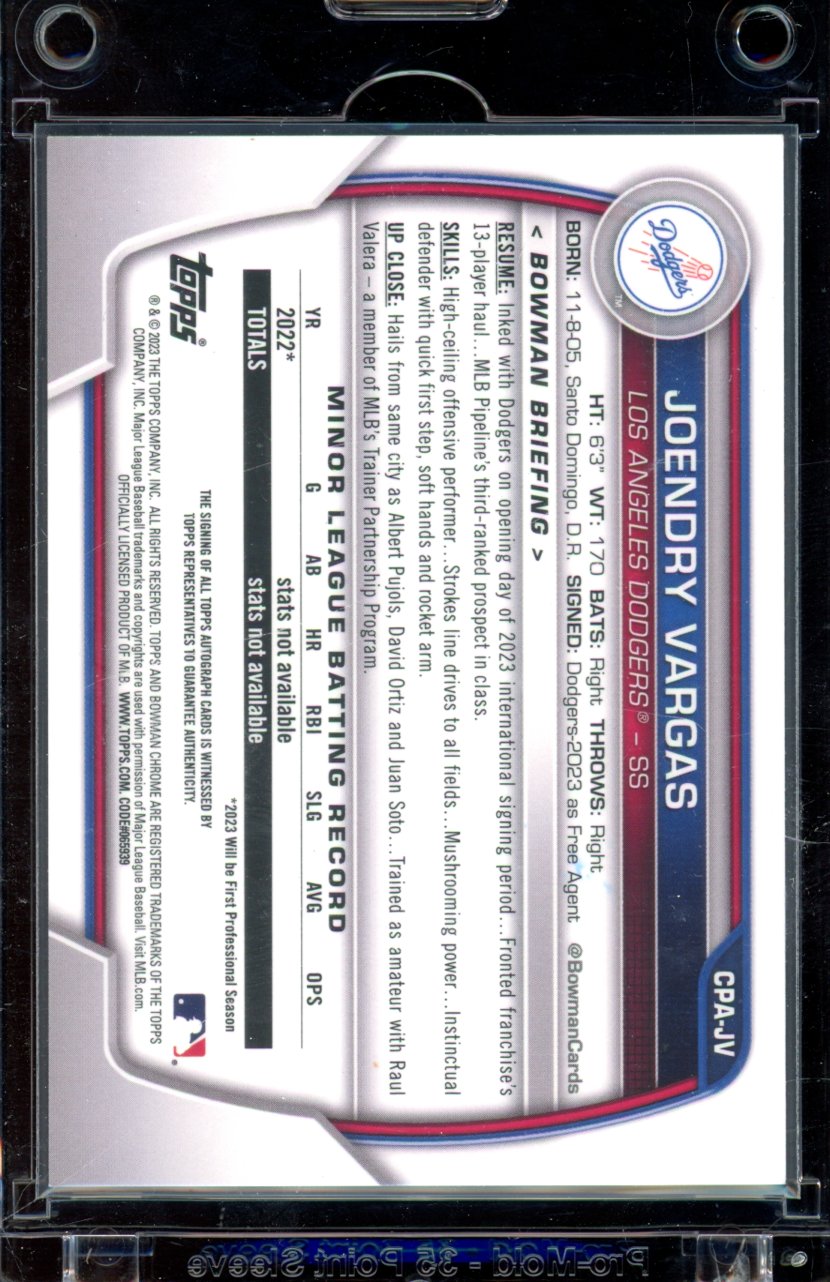 2023 Bowman Chrome Joendry Vargas Orange Shimmer Auto /25