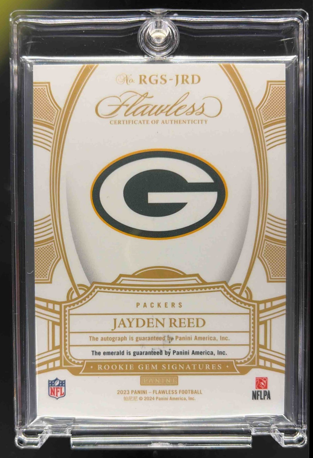 2024 Panini Flawless Jayden Reed Emerald Rookie Auto /5