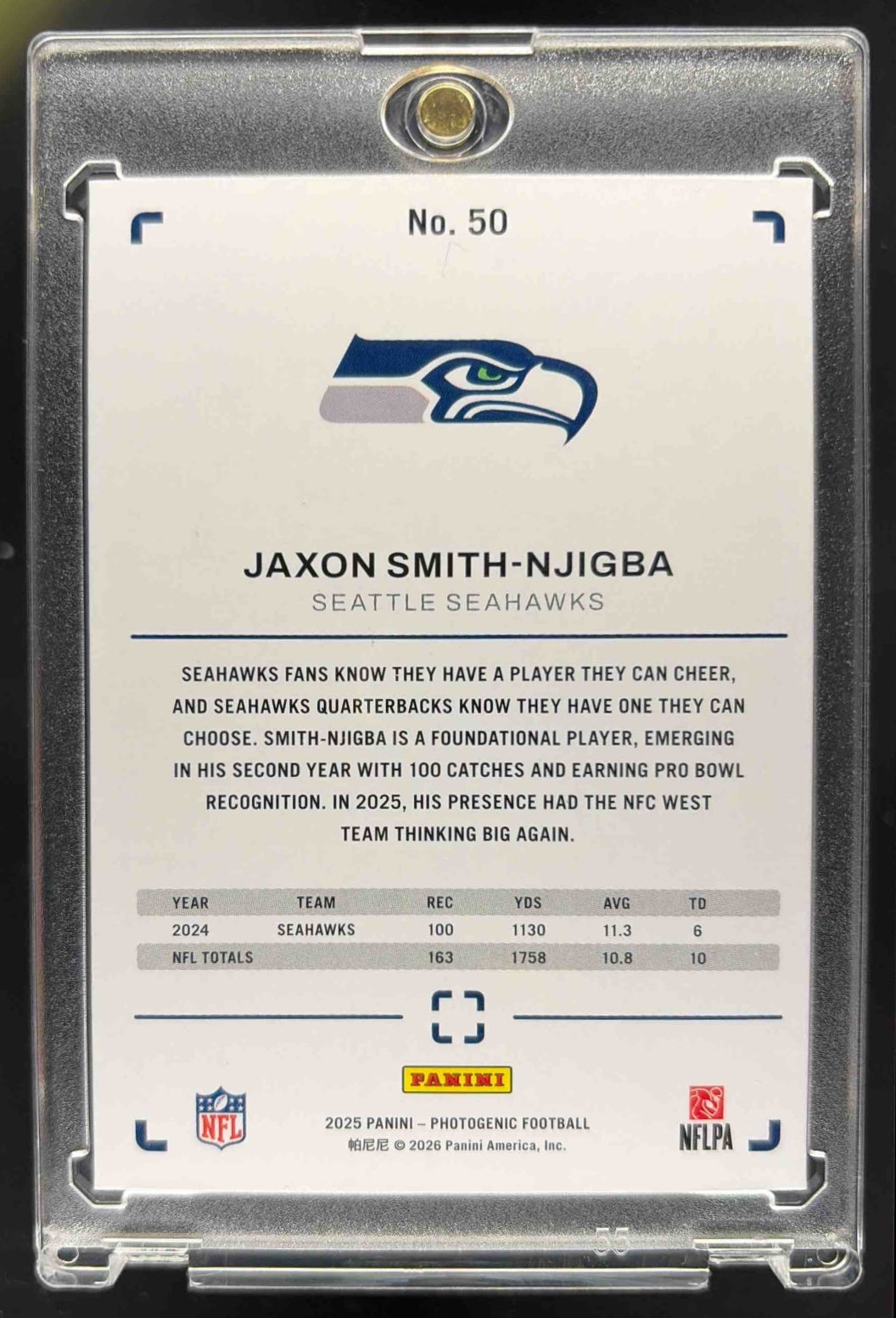 2025 Panini PhotoGenic Jaxon Smith-Njigba #50 Gold 1/10 Seahawks