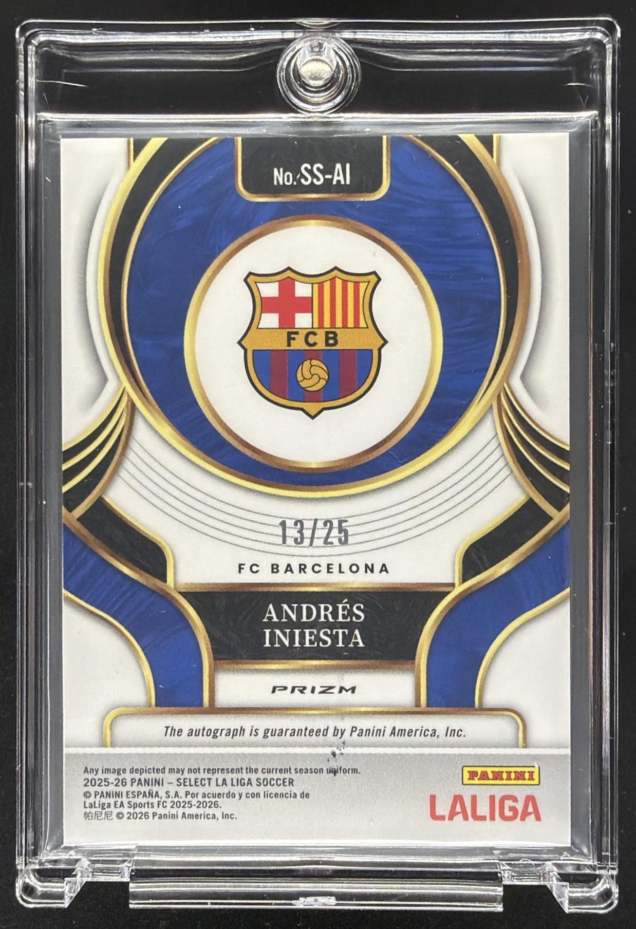 2025 Panini Select La Liga Andres Iniesta #24 Signatures Tie-Dye Prizm /25 Auto