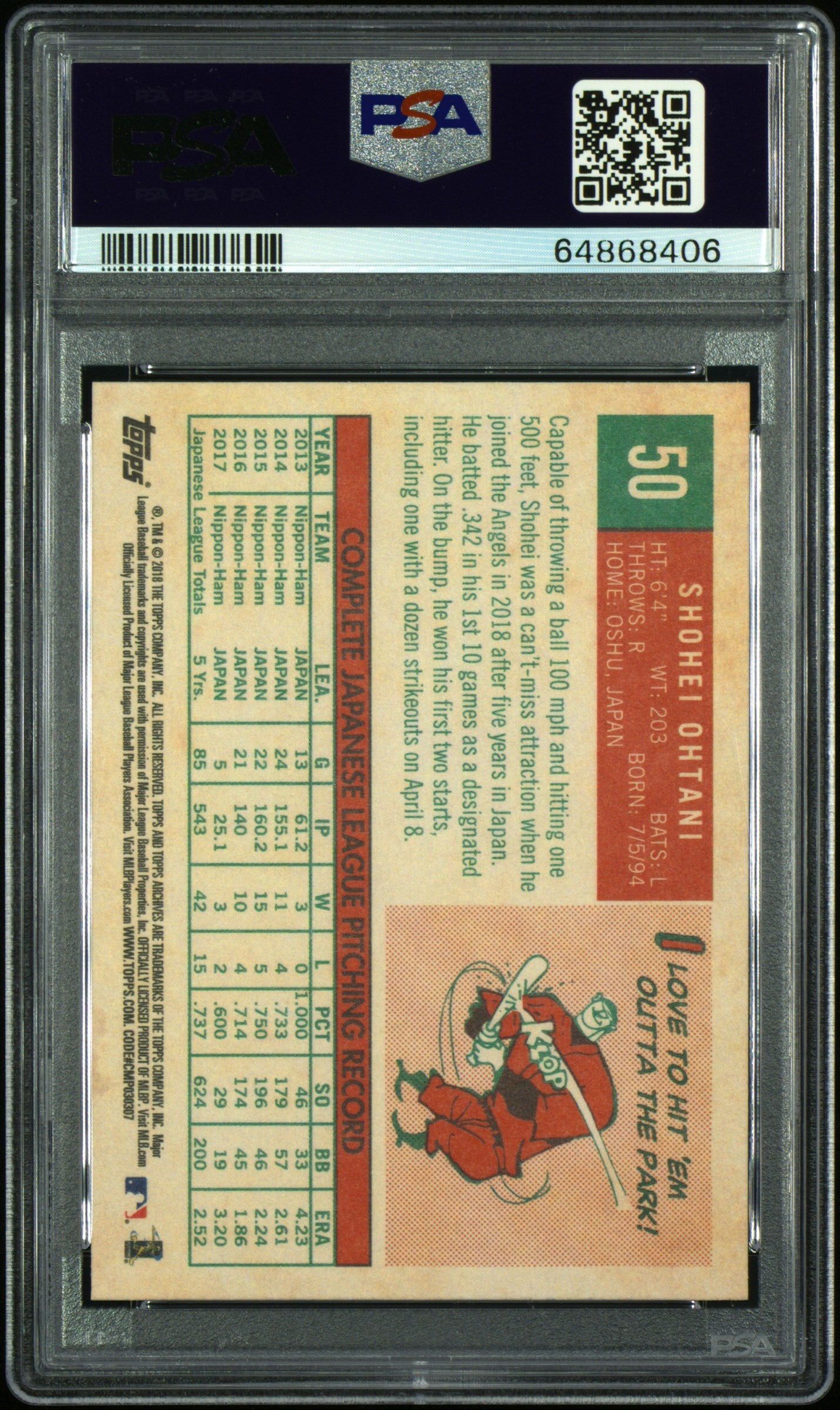 2018 Archives Shohei Ohtani Pitching Stance PSA 10 RC