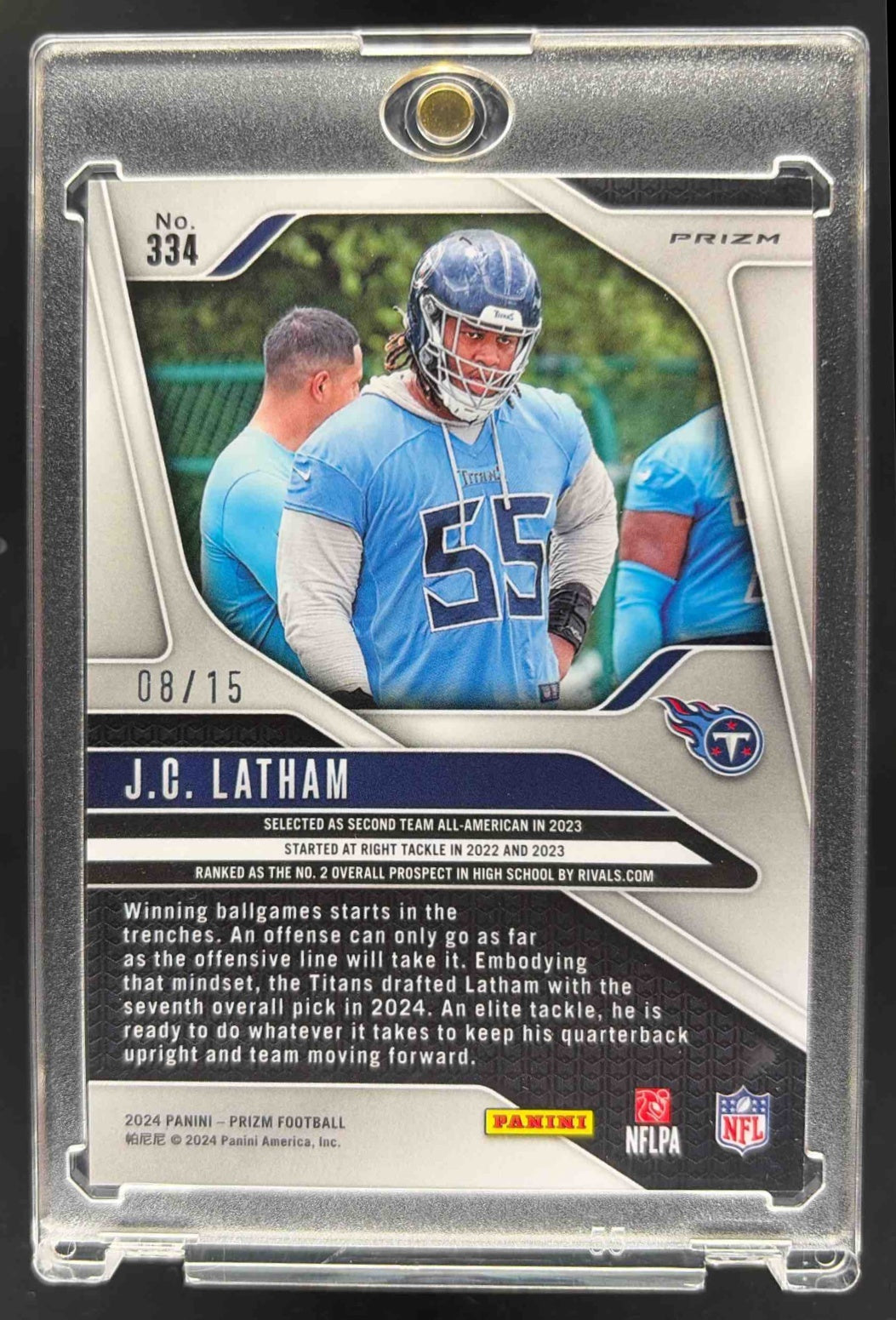 2024 Panini Prizm J.C. Latham #334 Choice Cherry Blossom 8/15 RC Titans