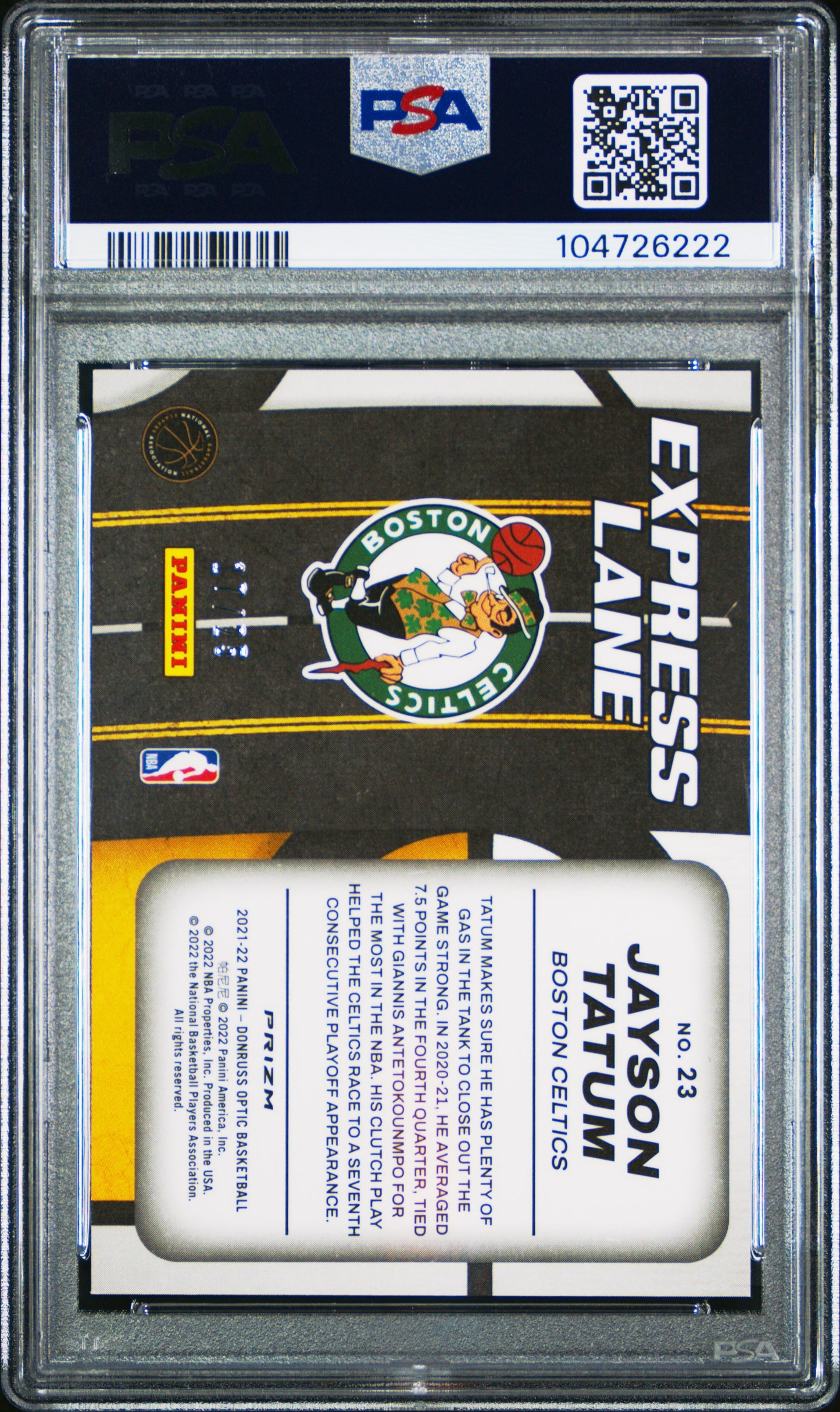 2021 Optic Jayson Tatum Express Lane Pink 17/25 PSA 9