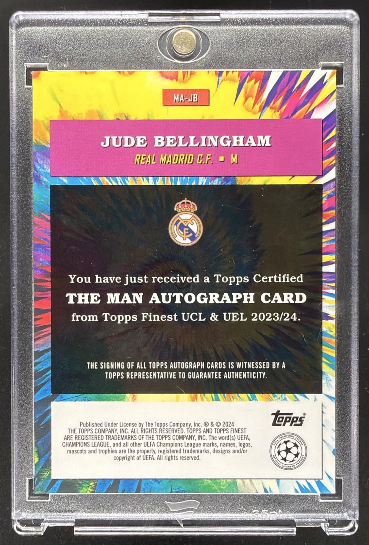 2023-24 Topps Finest UEFA Club Competitions Jude Bellingham #MA-JB The Man Auto