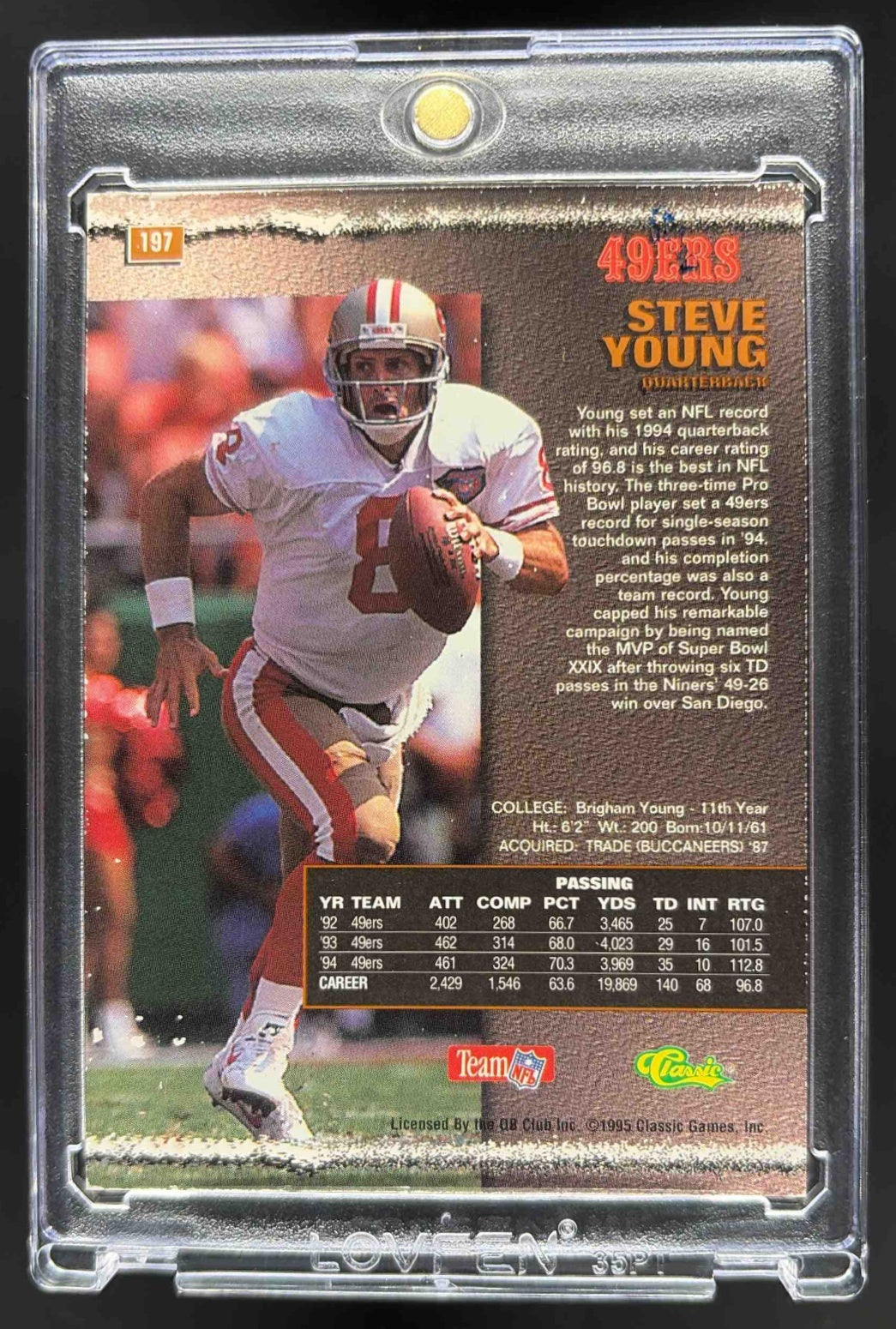 1995 Pro Line Steve Young Printers Proof Auto 3/50