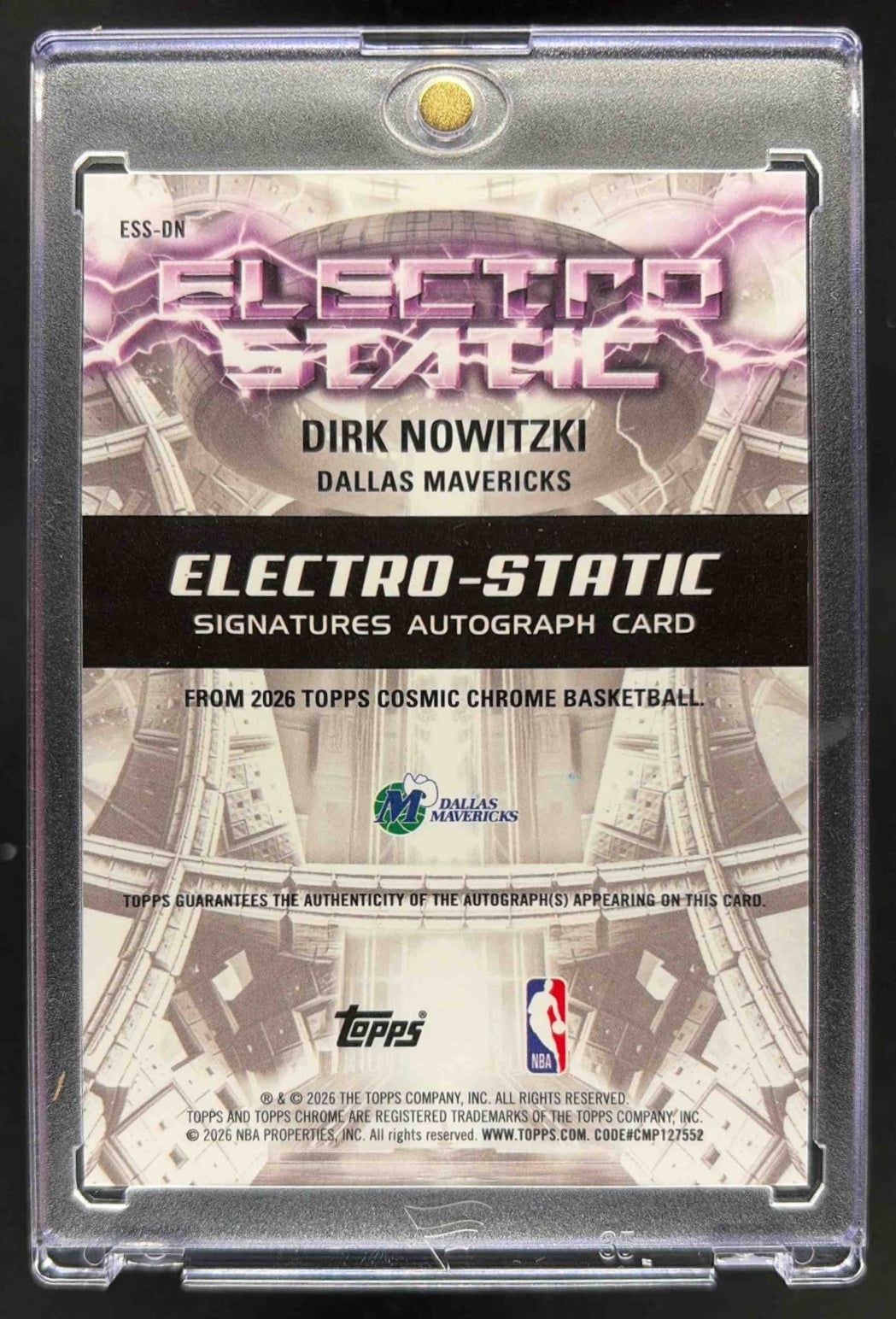 2025-26 Topps Cosmic Chrome Dirk Nowitzki #ESS-DN Electro Static Black /10 Auto