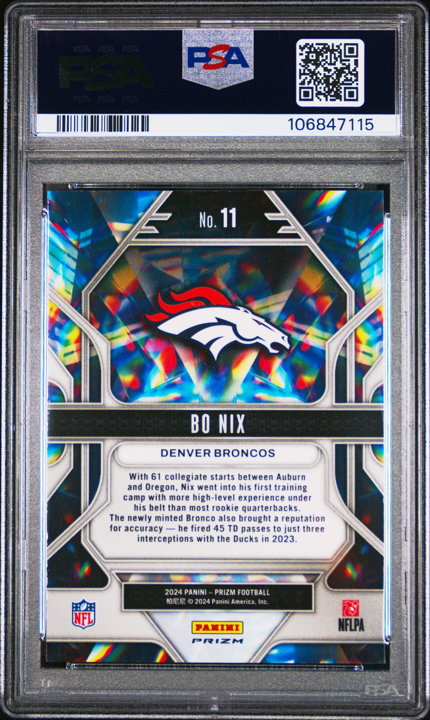 2024 Prizm Bo Nix Prizmatic Green Ice PSA 10 RC