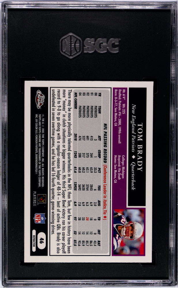 2005 Topps Chrome Tom Brady Refractor SGC 8